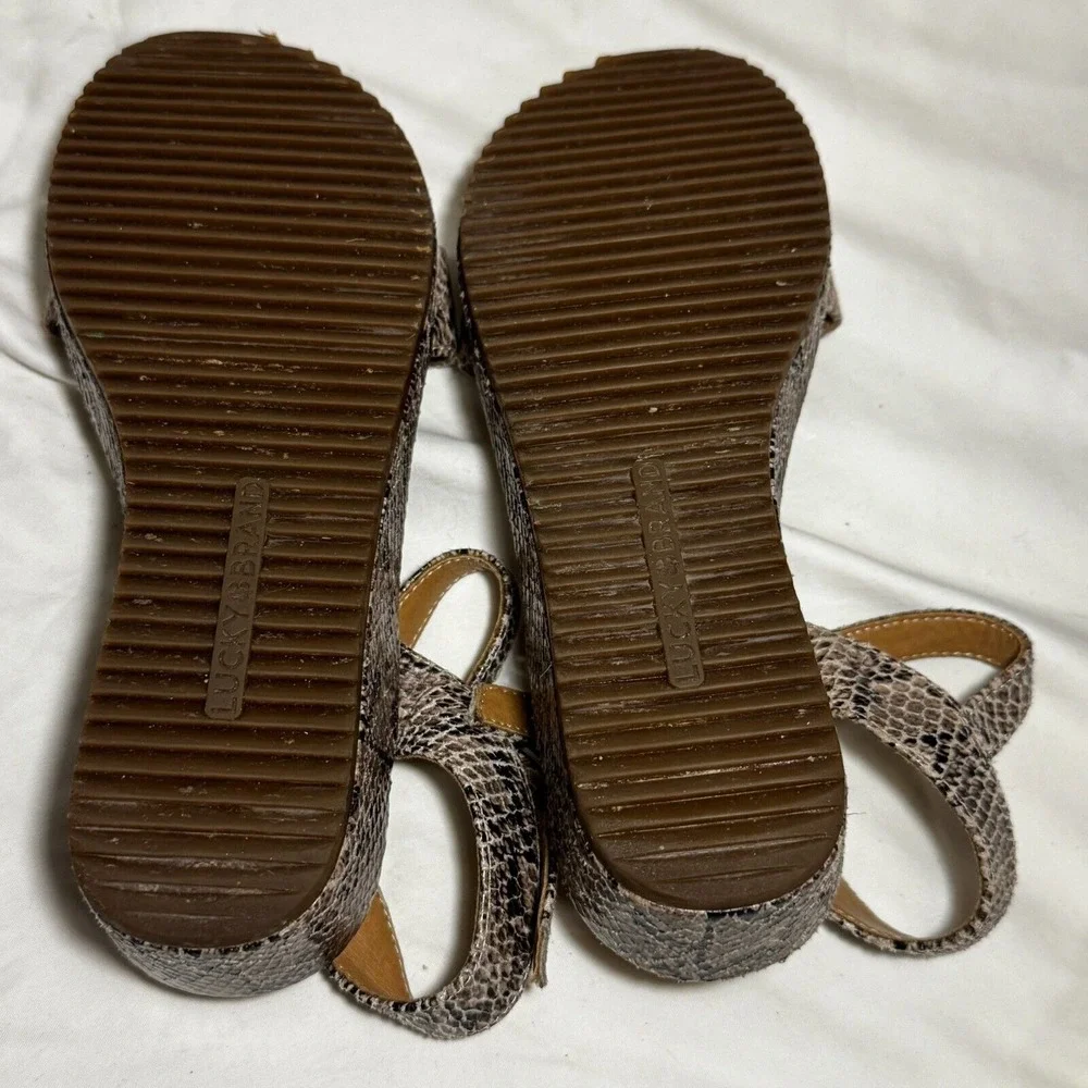 Lucky Brand Girls‎ Size 3 M Platform Sandals Snake Skin Pattern